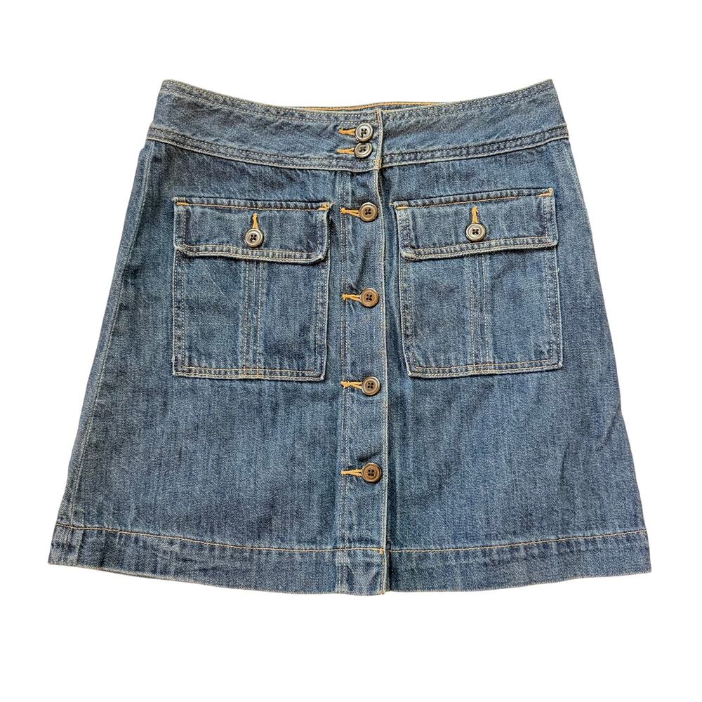 Gap Denim Mini Skirt Button Fly Cotton Blue Women’s Size 27